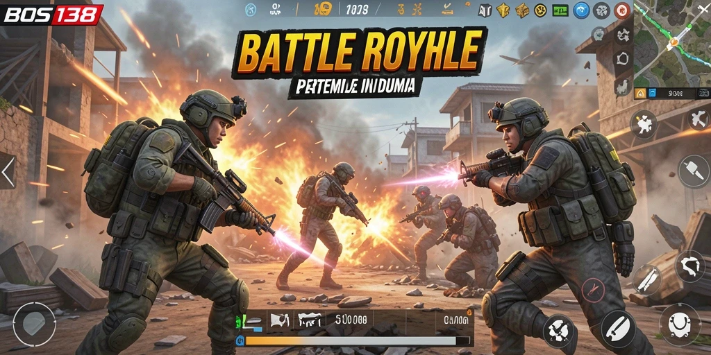 Menampilkan gameplay seru dengan aksi Battle Royale yang mendebarkan.
