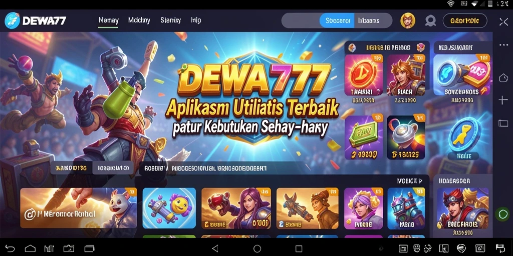 Screenshot menampilkan antarmuka utama DEWA777 yang intuitif dan penuh fitur utilitas.