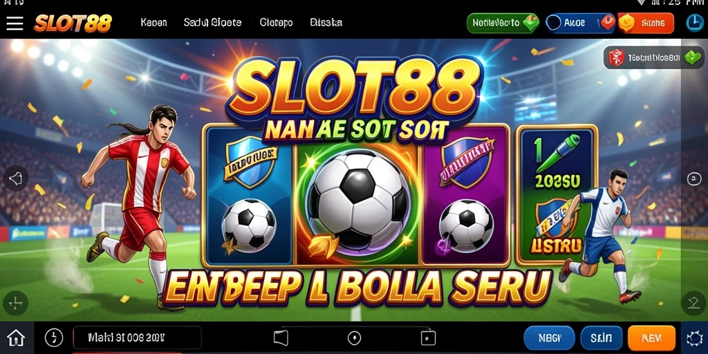 Screenshot SLOT88 menampilkan aksi mendebarkan permainan sepak bola.