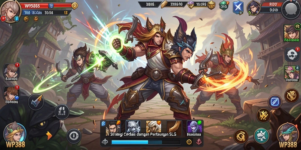 Tangkapan layar gameplay WP888 menunjukkan strategi pertempuran yang mendalam.